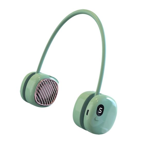 Leafless Hanging Neck Fan Digital Display 5 Speeds 360-Degree Strong Airflow Rechargeable Portable Lazy Neckband Fan