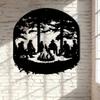 Metall-Wandkunst Camping-Szene Rustikale Eisen-Skulptur für Außen-Innen-Dekor Garten Hof Wohnzimmer Zuhause Balkon