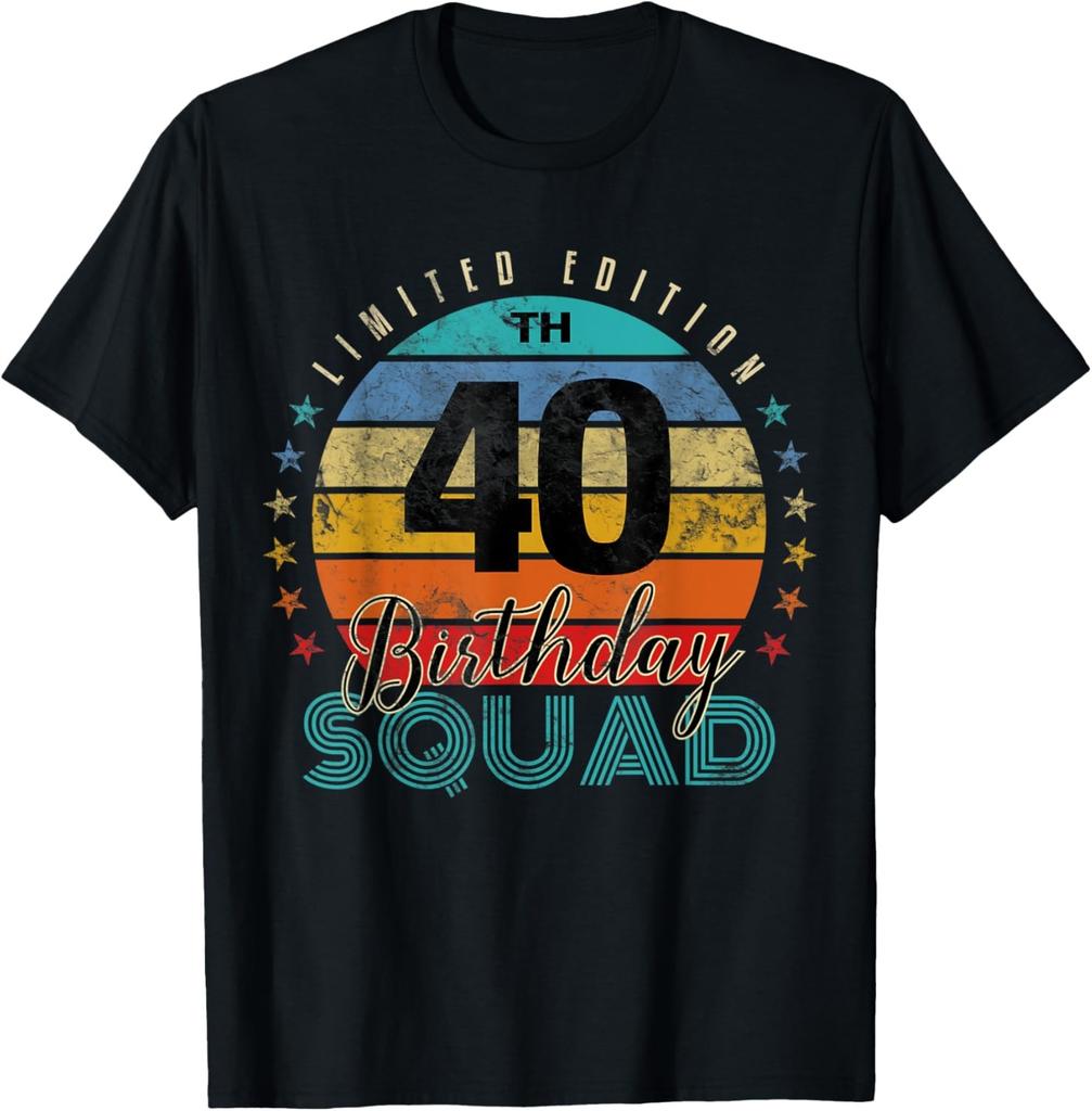 40 Year Old Birthday Squad Vintage 40th B-Day Group Friends T-Shirt