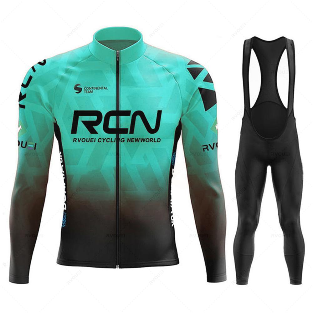 New 2026 Rcn Team Autumn Cycling Jersey Set Rvouei Men Long Sleeve Bicycle Clothing MTB Maillot Bike Uniform Bib Ropa Ciclismo