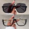 2 Pairs Per Set Square Sunglasses Fashion Vintage Double Bridge Casual Sun Glasses Women Stylish Oversized Brand Design Shades