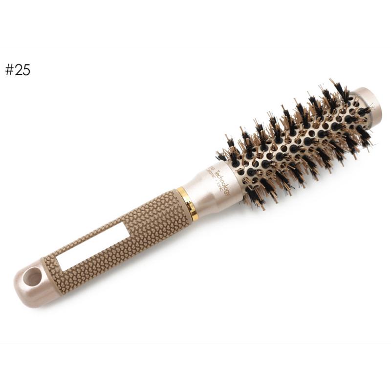 Buy Professional Thermal Ceramic Ionic Round Barrel Hair Brush Comb with Boar Bristle at