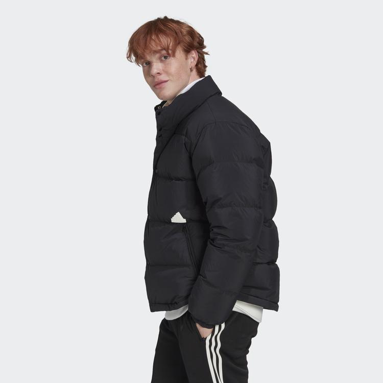 Adidas Solid Color Logo Patch Single-Breasted Straight Down Jacket Men Outerwear Black HG2065