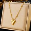 DIEYURO 316L Stainless Steel Simple Elegant Heart Necklace Earrings Bracelet Set Womens New Trend Love Series Jewelry Gift Sets