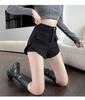 New High-Waist Wide-Leg A-Line Shorts for Petites - Casual, Black, All-Season.