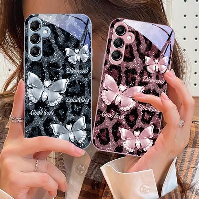 Brillantes Glücksschmetterling Glas Handyhülle für Samsung A73 72 71 A70 56 55 54 A53 52 51 50 42 A35 A34 33 32 31 26 25 24 23 22 30