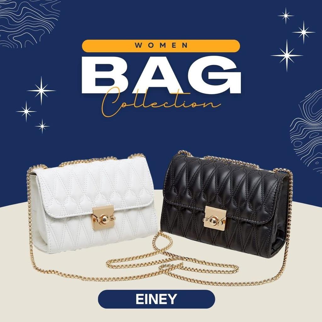 EINEY Women's Shoulder Bag, PU Leather with Gold Chain, Perfect for Parties, Weddings, and Party Wear (Black)