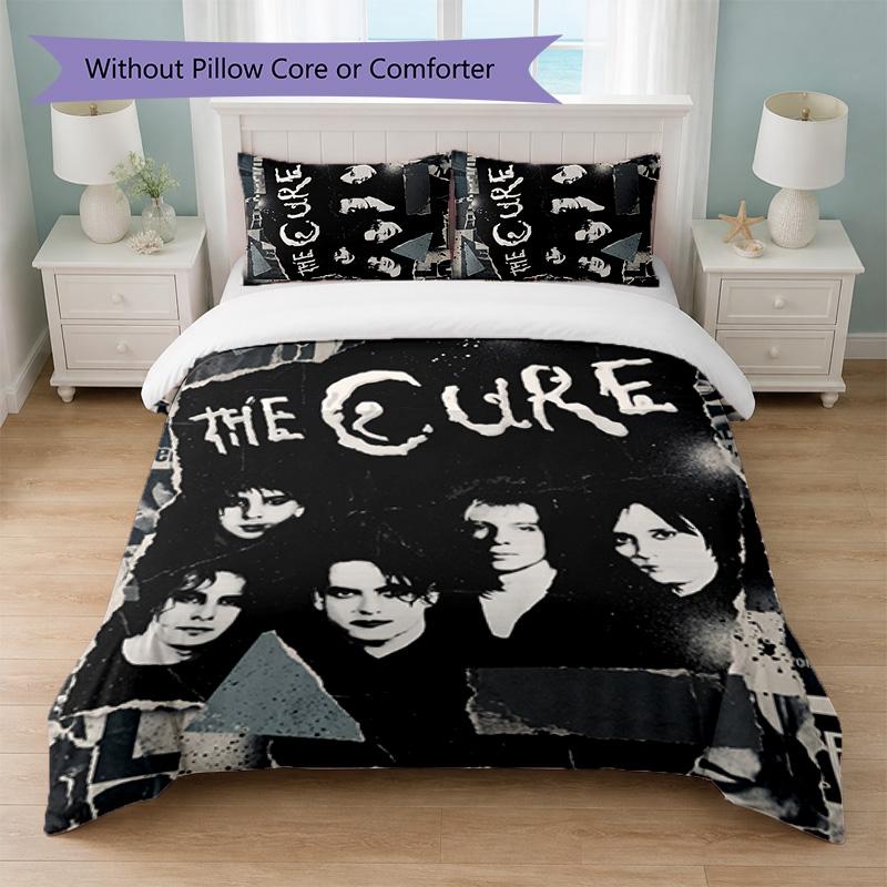 The Cure Print 3Pcs Bedding Set Duvet Cover With Two Pillowcases Soft Bed Linen For Household Bedroom