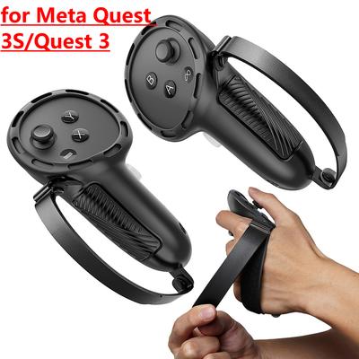 Punhos de Silicone para Controle com Tiras para os Dedos para Meta Quest 3S Capa de Manopla Antiderrapante para Meta Quest 3 Acessórios VR Capa de Pegada