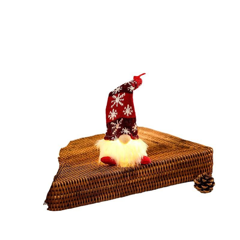 Knitted Christmas Gnome Ornament with Lights