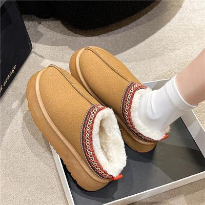 Fashion 2024 Winter New Fashion Colored Round Toe Thick Sole Outerwear Women Cotton Slippers Comfortable and Warm Women's Boots