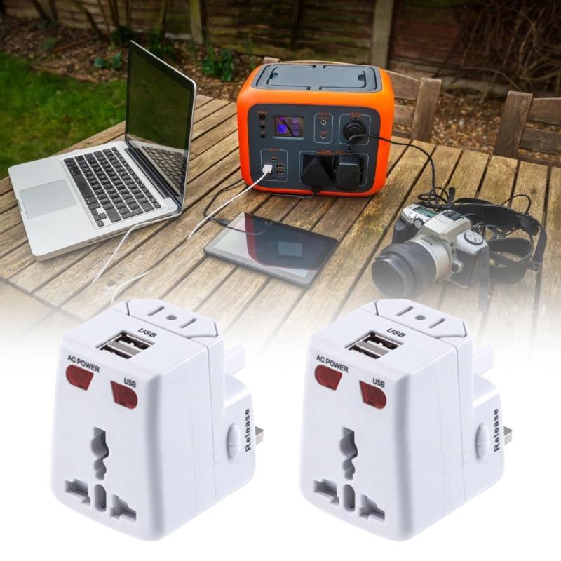 International Power Converters Two USB Chargers Universal Plugs Adapter UK Standard ABS Global Travel Essential