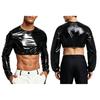 Dámský voděodolný lesklý crop top noční oblečení s kulatým výstřihem a dlouhým rukávem, crop mikina s tričkovým vzhledem a zapínáním na zip na zádech