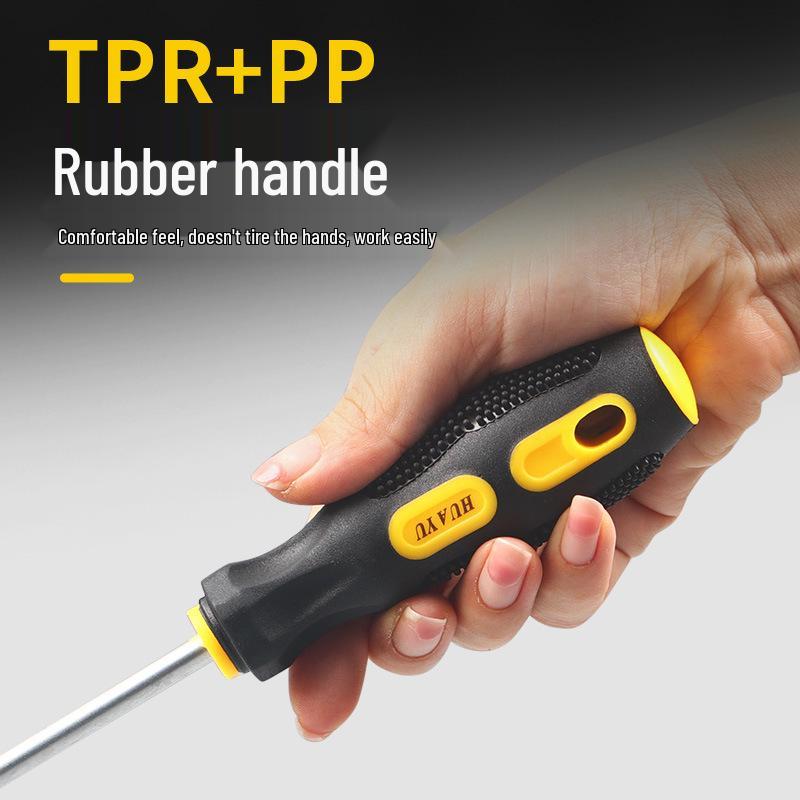 Industrial Rubberized Phillips and Slotted Screwdriver with Magnetic Bit and Non-Slip Handle.