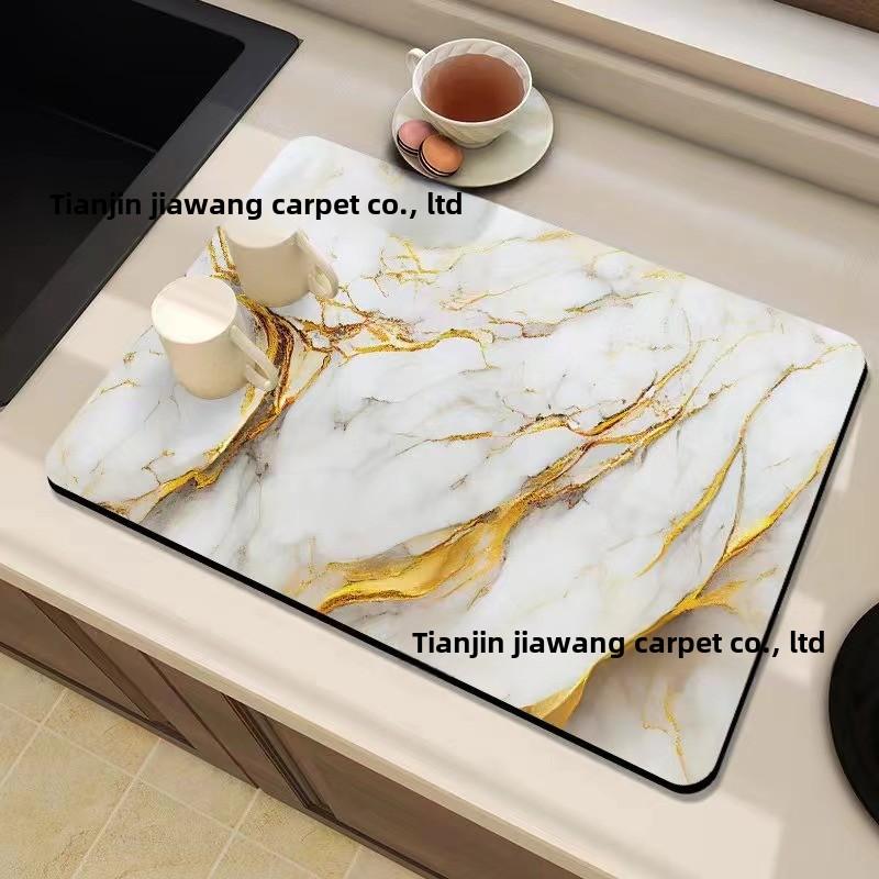 

Мармуровий візерунок Діатомова земля Килимок для сушіння посуду Кухонна стійка Абсорбуюча подушка для посуду 40*50cm