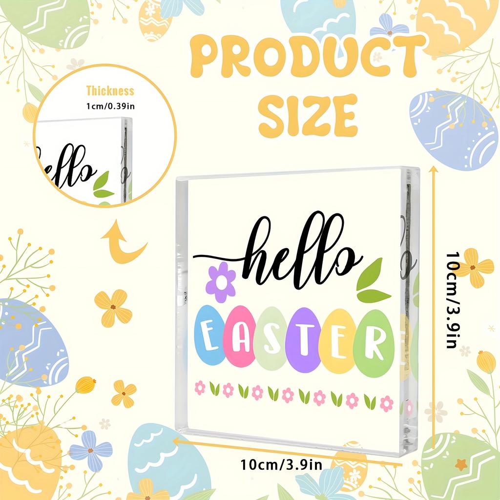 2D Flat Acrylic Easter Egg Decoration, Indoor and Outdoor Decoration - No Battery/electricity Required, Free Day Decoration, Shop Decoration, Durable