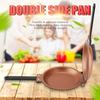 One piece double-sided pancake and omelette pan, non-stick copper-titanium coating, stainless steel handle