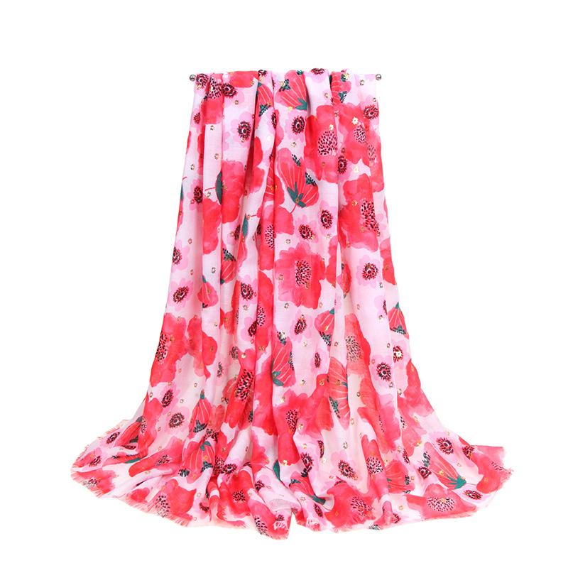 Lady Fashion Printed Satin Scarf Female Beach Loose Colorful Shawls Outdoor Travel Sun Protection Long Silk Scarf