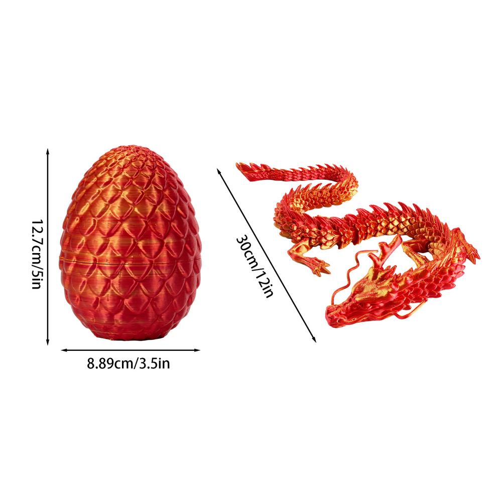 3D Printed Gem Dragon Crystal Dragon Egg Rotatable And Poseable Joints 3D Articulated Dragon Toys For Autism Kids Gifts