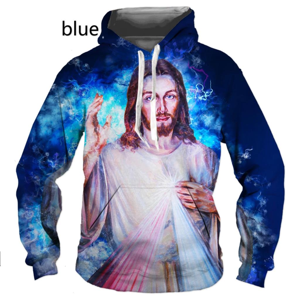 Christian God Jesus Cross Hettegenser 3d-trykk Gensere Mann/Kvinne Genser Harajuku Streetwear mote barn hettegensere herrejakke
