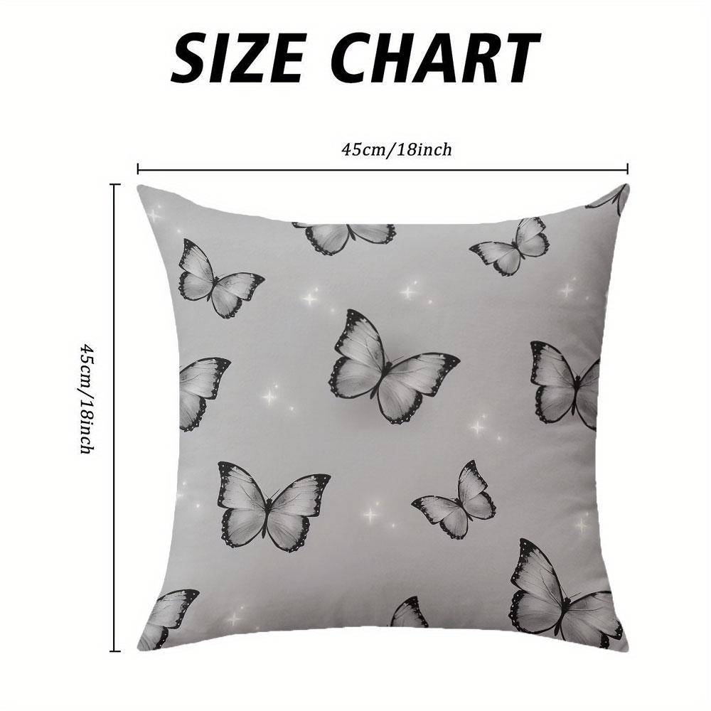 Monochrome Butterfly Square Jacquard Pillow Cover for Sofa Office Waist Cushion Cover Home Decorative Pillowcase