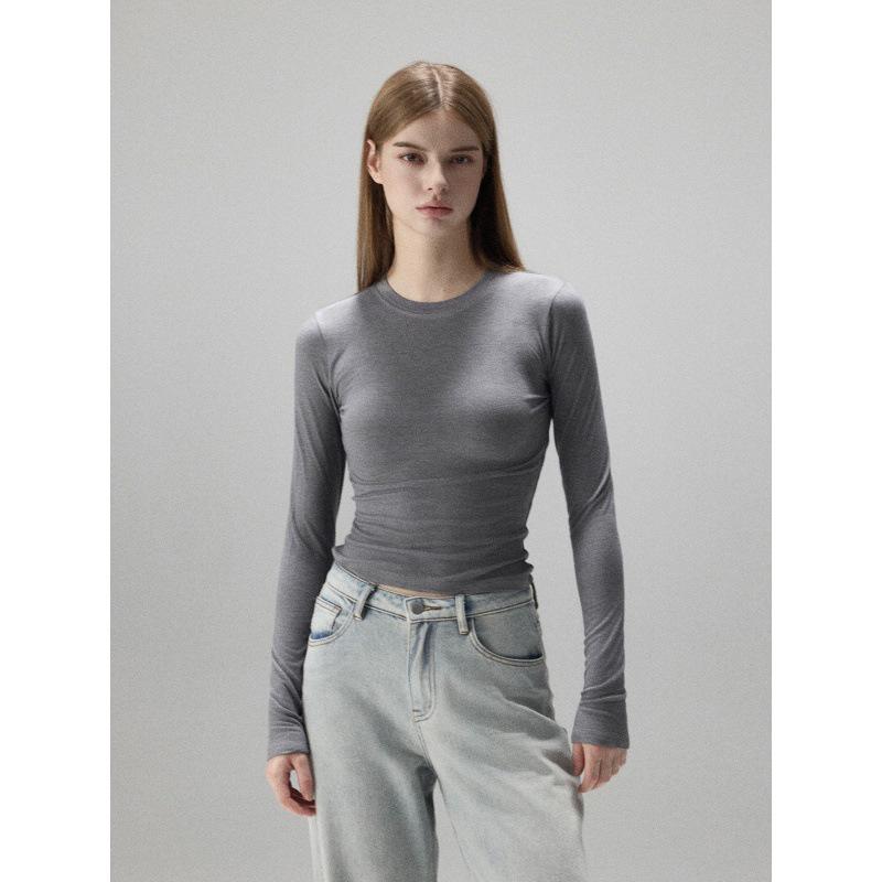 2025 Spring/Autumn Slim-fit Long-sleeve Elastic Base Layer T-shirt