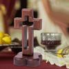 Catholic Wood Religious Favor Tabletop Cross for Shelf Prayer Decor