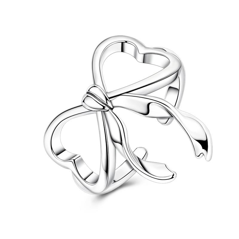 Fashion 925 Silver Color Rings Blue Zircon Butterfly Leaf Flower Irregularity Split Rings For Woman Fine Jewelry Gifts