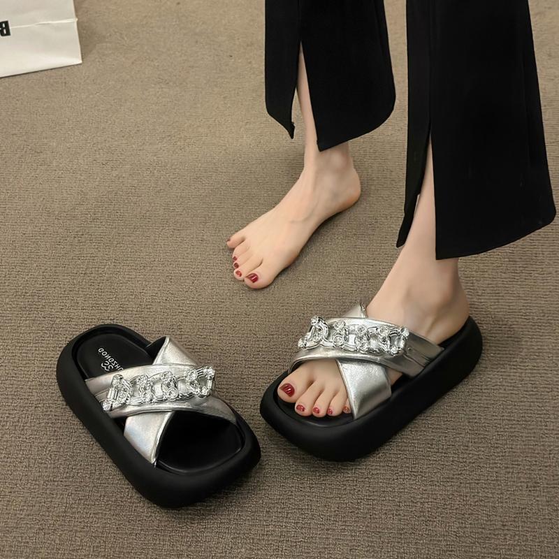Fashion Slippers Women Summer Female Shoes Luxury Slides Platform 2025 Designer Beach Fashion Scandals Shoes House Slippers Platform Sli