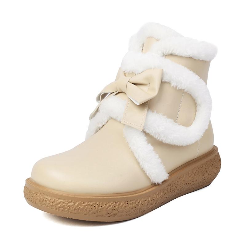 Fashion AIYUQI Snow Boots For Women 2025 New Women Short Boots Bow Knot Round Toe Large Size Comfortable Women's Ankle Boots