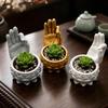 Portable 3D Printed Lotus Shaped Flower Pot Ok Hand Funny Succulent Planter Lightweight Creative Zen Plant Pot Tea Table