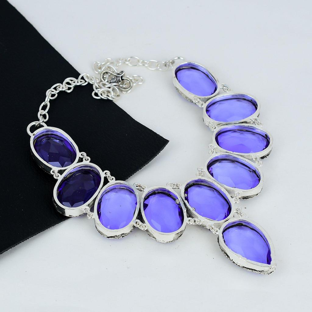 Krásný iolitový drahokam Ručně vyrobený náhrdelník z 925 sterlingového stříbra elektroformovaný, Iolitové stříbro Pro manželku Unisex náhrdelník Společenské nošení Dárky