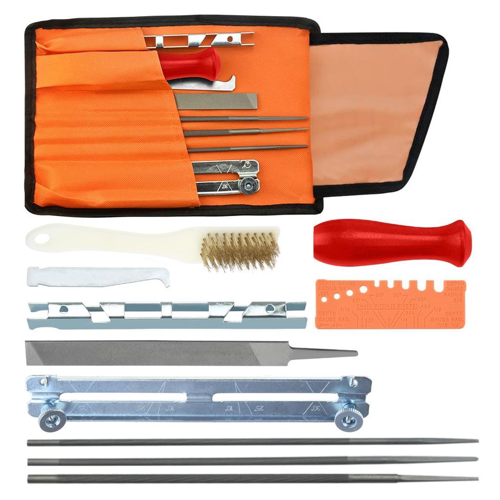 13Pcs 4.0/4.8/5.5mm Saw Chain and File Sharpening Kit for Cutting, Trimming, and Shaping Wood