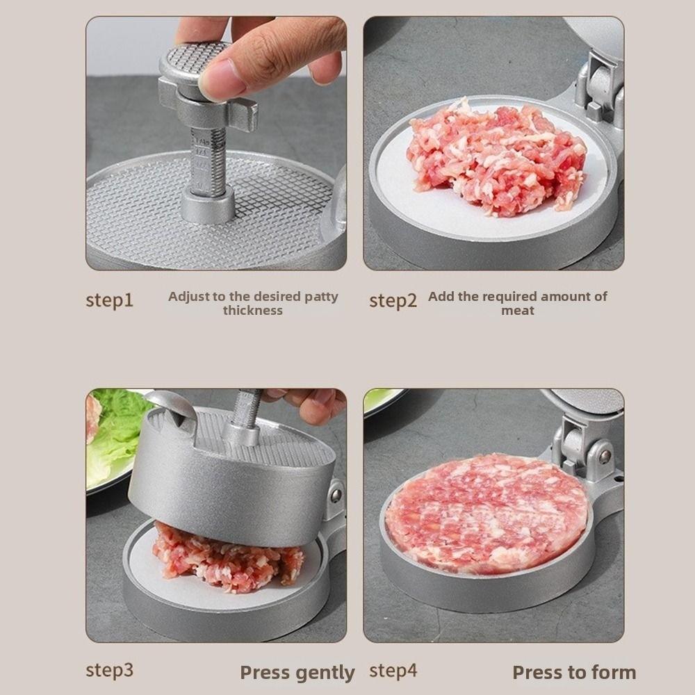Adjustable Thickness Manual Burger Press Non-stick Surface Hand Press Burger Machine Household Use
