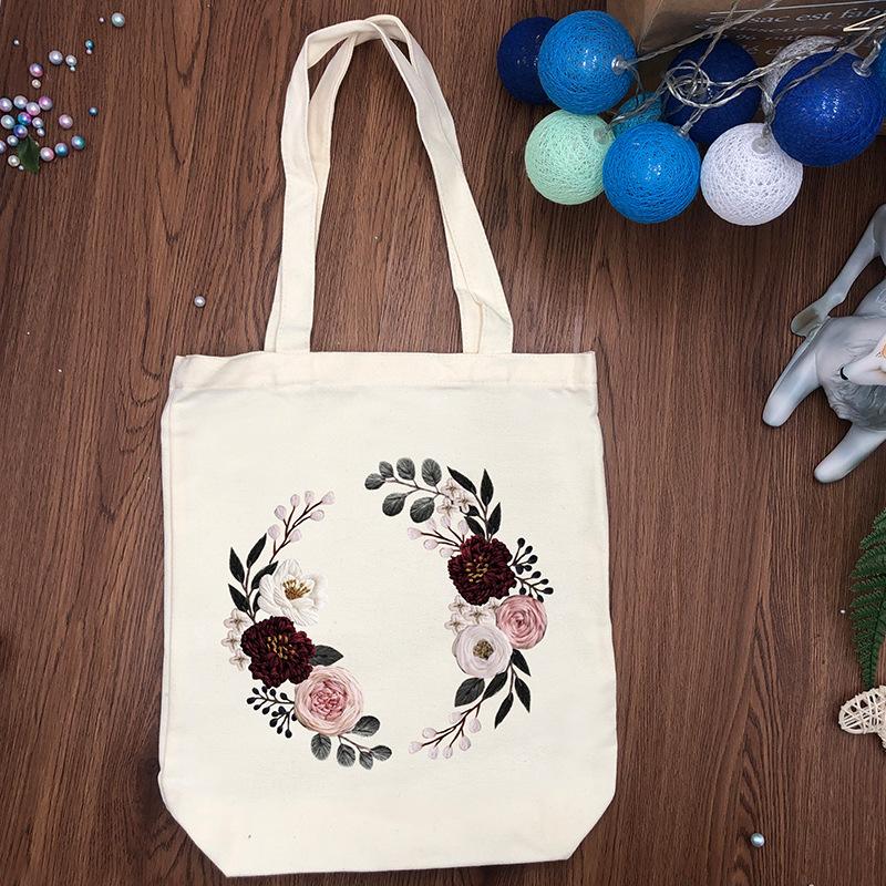 1pc Flower DIY Embroidery Kit for Beginners - Canvas Bag