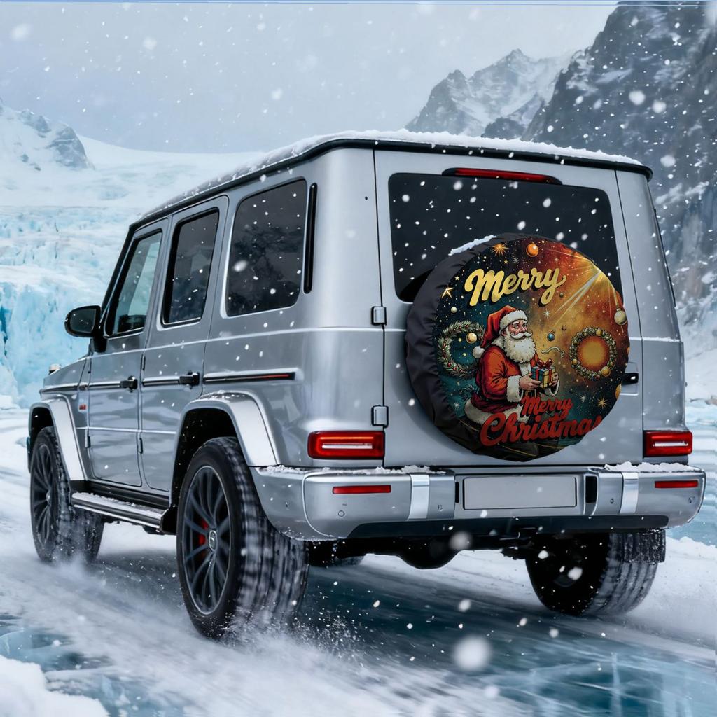 Christmas Santa Claus Tire Cover With Fit For SUV, Truck, RV - Heavy-Duty Polyester Wheel Protector, Festive Holiday Car Accesso