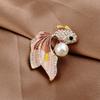 New Women Elegant Carp Rhinestone Cute Creative Brooch Jewelry Fashion Pearl Fish Pin Brooches Accessories For Women Lady Gift