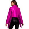 Women's Dance Birthday Party Jacket S-3XL: Tassels Metallic Glossy Turn-Down Collar Long Sleeve Zipper Fringe Shiny Design