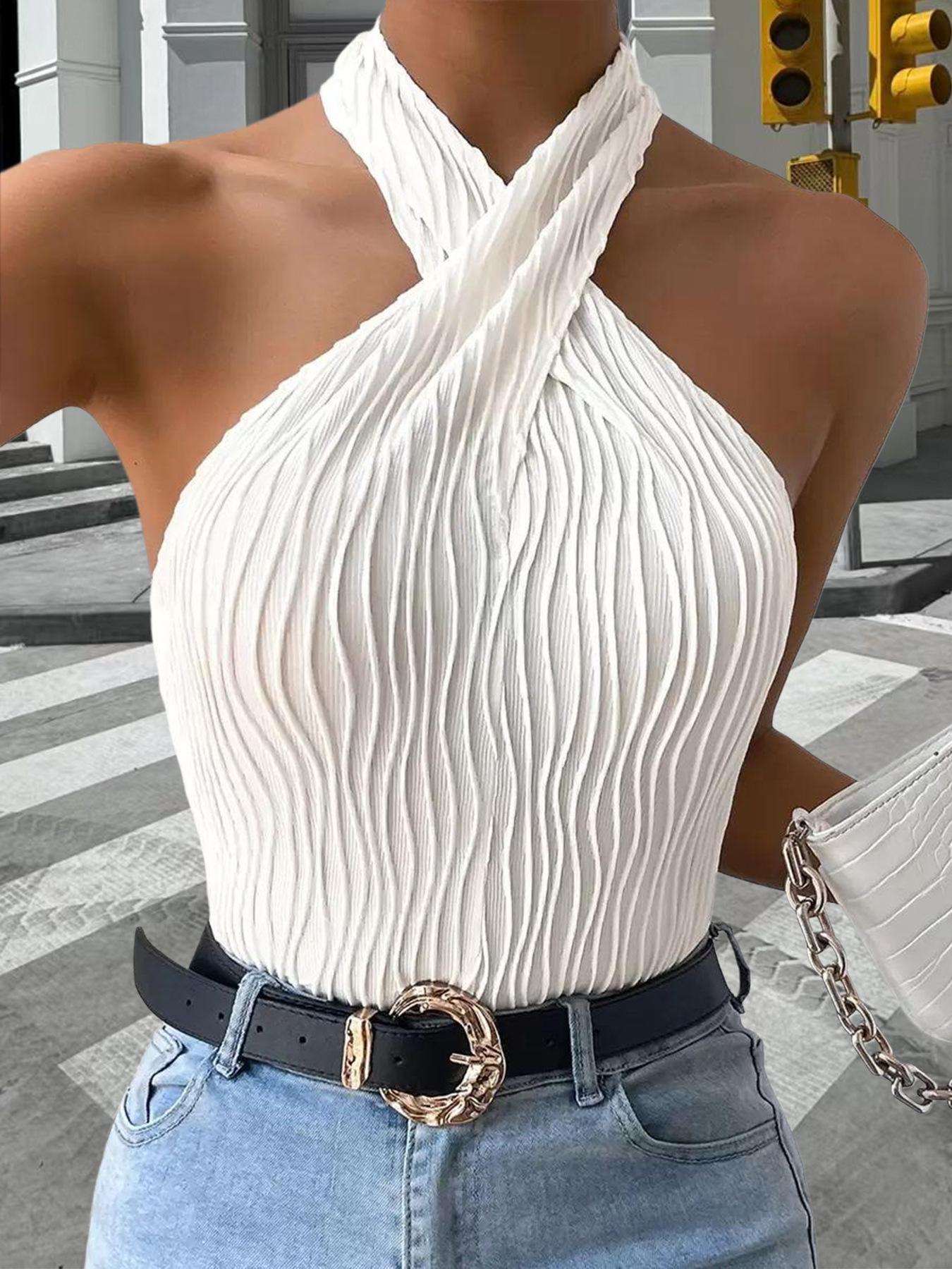 Spicy Girl Fashion Scarf Bandeau Vest Top - Women s Spring/Summer 2026 Collection XXL белый