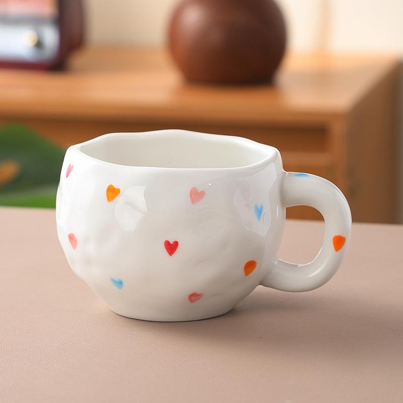 Koreanischer Ins-Wind handgepresste Liebe Keramik-Kaffeetasse, Nachmittagstee handbemalte Blumentasse hochwertiger Wasserbecher
