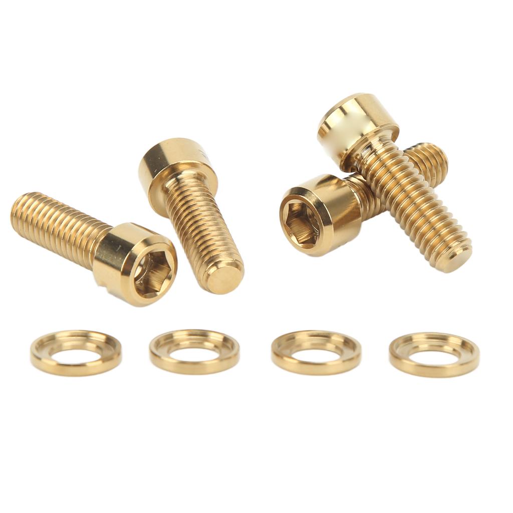 4 Sets Disk Brake Screw Washers Set M6 18mm Firm Connection Rustproof Light Ti Alloy Disk Brake Fixing Screw Set