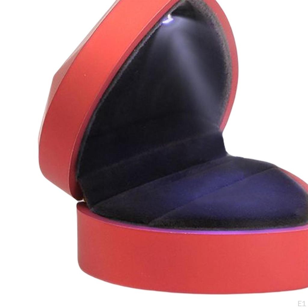Heart Shaped Ring Box Holder, with LED Luxury Earring Storage Rings Bearer Display Wedding