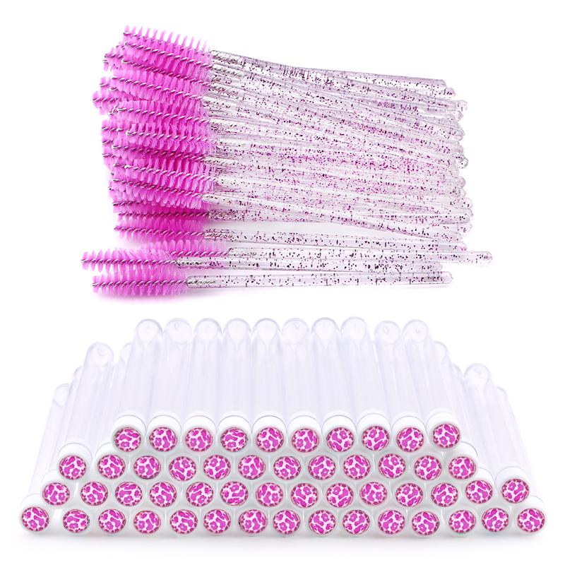 NEW Leopard Style Reusable Eyebrow Brush Tube Eyelash Extension Applicator Disposable Mascara Wand Diamond Eyelash Brush Tube