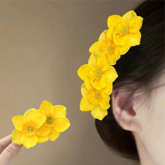 Women Hair Clips Large Dual Flower Decor Side Hair Pins No Hair Damage Hairpins Plastic Hair Accessory