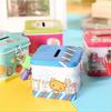 With Lock Square Change Jar Cartoon Metal Jewelry Box Creative Cartoon Piggy Bank  Bedroom