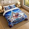 Christmas Theme Personalized 3Pcs Bedding Set Custom Text & Name 1 Sheet 2 Pillowcases Household Bedding 1pc