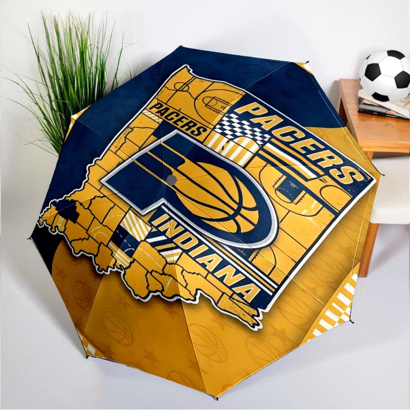 Pacers Basketball Team Umbrella 8-Frame for Travel, Camping, Casual Lightweight Portable Umbrella, Essential for Every Family Holidays Gift