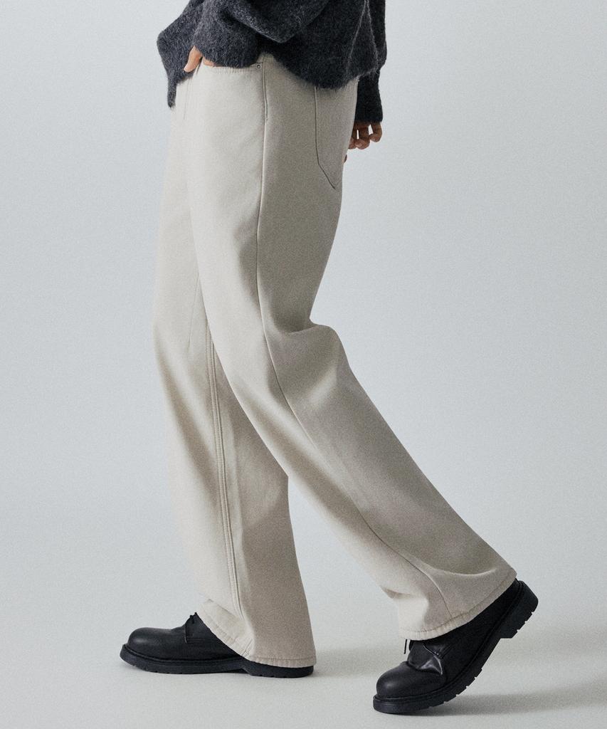 LXT Brushed Cotton Back Elastic Semi-Wide Chino Pants [Cream]