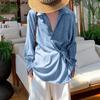 INCERUN Oversized Men Lapel Neck Long Sleeve Side Button Irregular Casual Shirts
