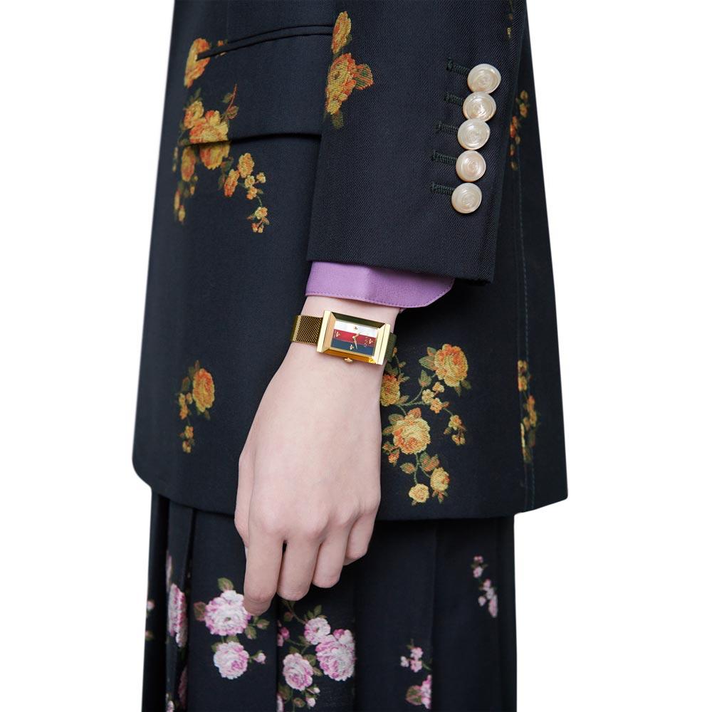 Gucci YA147410 G-Frame 34mm Żółte złoto damski zegarek